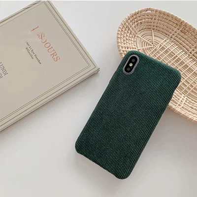 From Jenny однотонный вельветовый для iPhone x xr xs max 6 6s 7 8 плюс простая под мобильный телефон флисовый Мягкий защитный чехол - Цвет: Зеленый