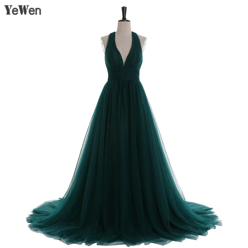 Официальные Вечерние платья темно зеленые элегантные черные длинные женские