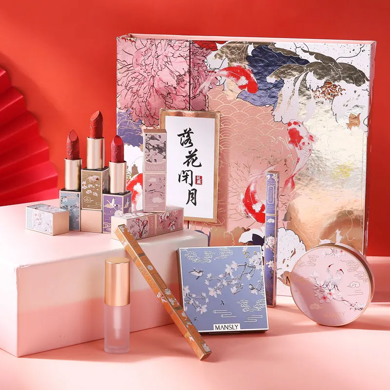 

10 Pcs Professional Female Makeup Cosmetics Full Set Women Ladies Beauty Lipstick Eyeshadow Palette Eyeline Kit Professional