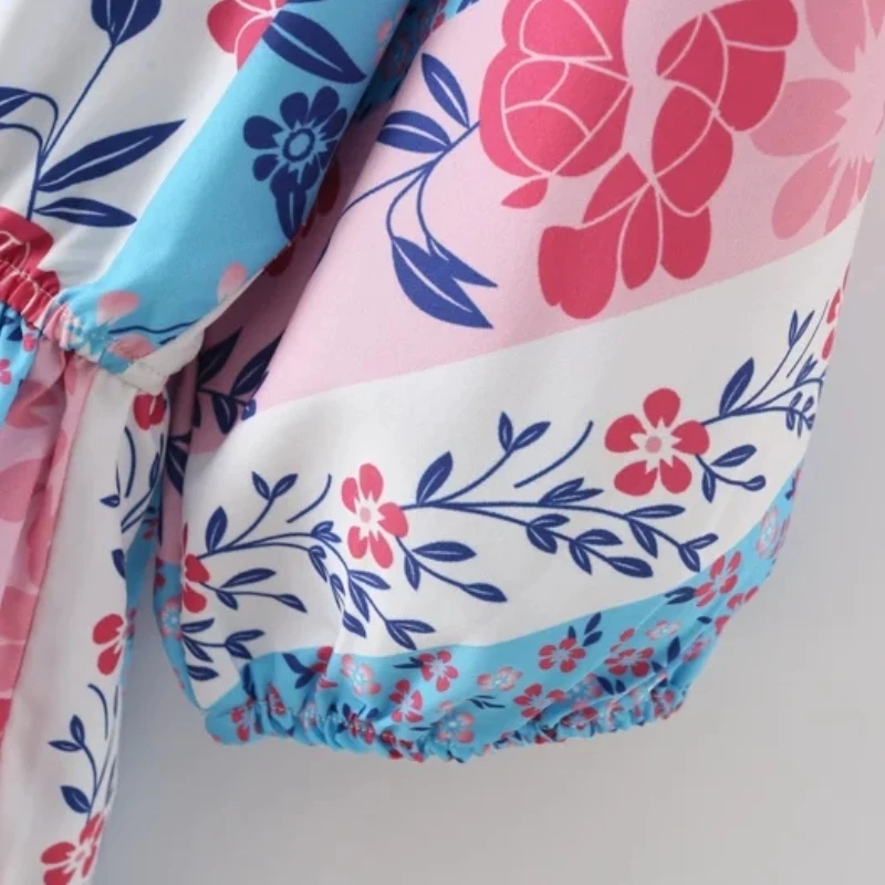 

Summer Women Patchwork Printing Elastic Waist Mini Dress Female Batwing Sleeve Clothes Leisure Lady Loose Vestido D7923