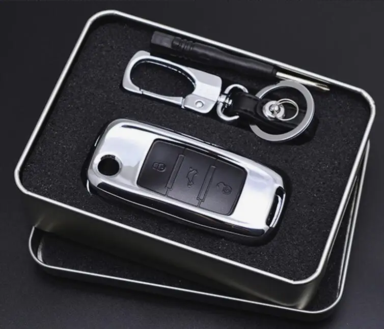 Автомобильный чехол для ключей из цинкового сплава и кожи VW Golf 7 Polo Bora MK7 Passat Skoda