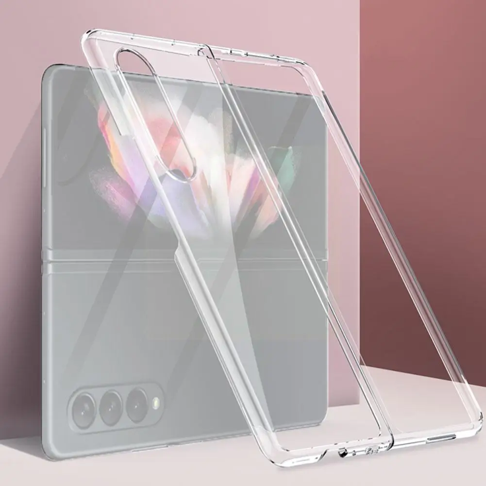 

New PC Transparent Phone Cases For Z Fold3 Fold 3 Protective Glossy Folding 5G Sticker Transparent Protective Water Cover O7V3