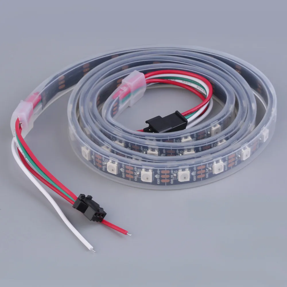 1 м 60 светодиодный WS2812B 5050 RGB светодиодные полосы света водонепроницаемый адресуемый черный корпус прибытие бренд