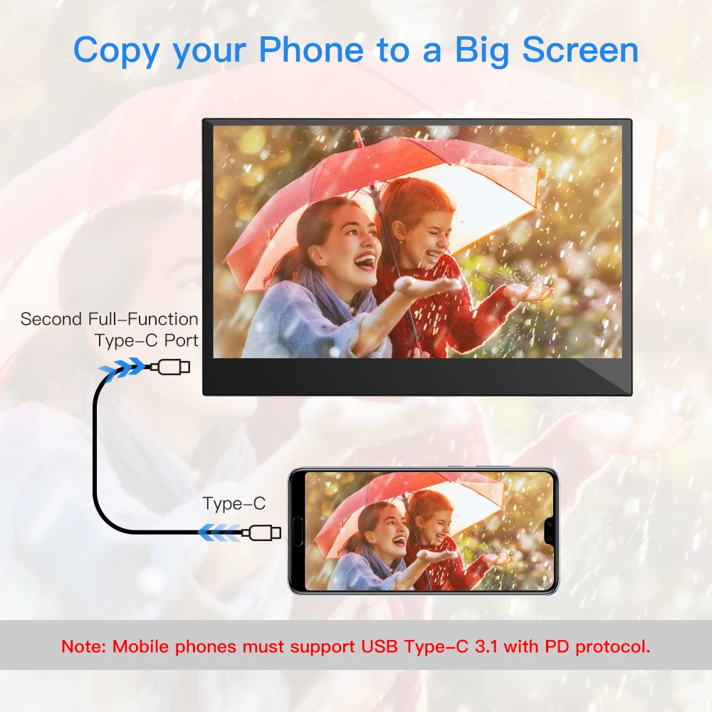 Eyoyo EM13L 13,3-дюймовый портативный ЖК-экран с IPS 1080P USB Type C HDMI игровой монитор для PS4 ноутбука телефона Xbox Switch.