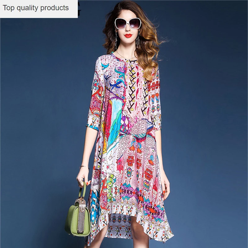 

Women Summer Dress 2020 Boho Vintage Printted Chiffon Dresses Casual Tops Elegant Beach Party Dress Vestidos Plus Size 3XL LJ16