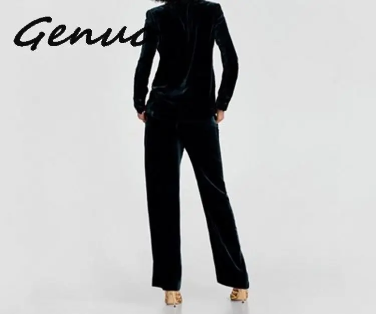 Шикарный темно-зеленый бархатный OL пиджак на одной пуговице женские костюмы с