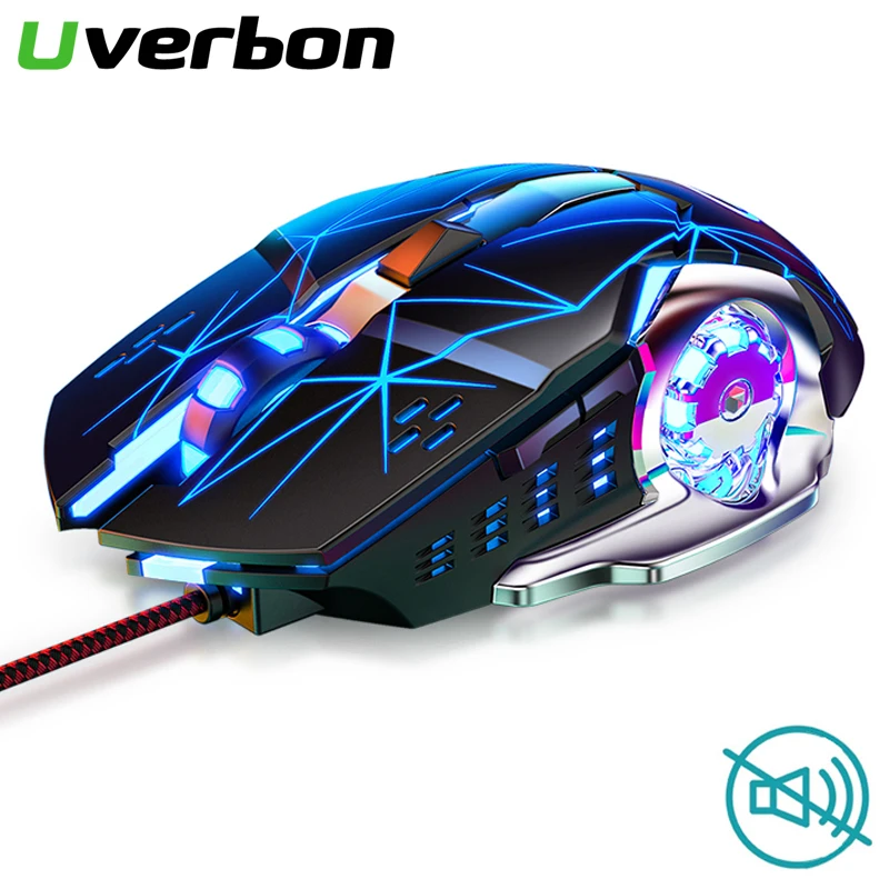 Silent Mouse RGB Color Breathing Gaming Mouse 3200DPI 6 Buttons Ergonomics Mouse USB Wired Mouse For PC Laptops Computer Mice