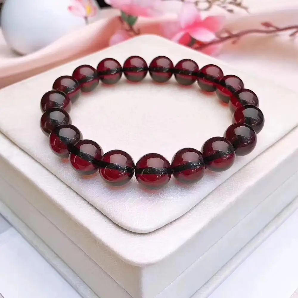 

10mm Natural Blood Amber Bracelet Women Party Gift Stretch Crystal Stretch Round Beads Fashion Bracelet Jewelry
