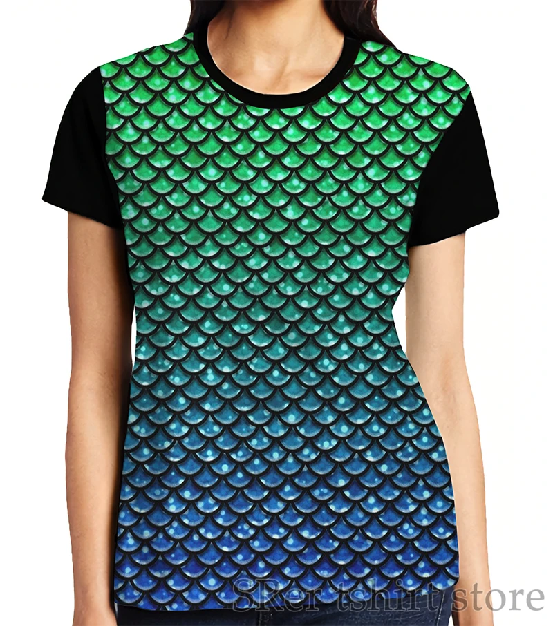 Забавный принт Мужская футболка для женщин футболки рыбья чешуя &quotРусалка&quot