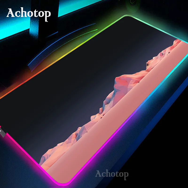 

RGB Gaming Mouse Pad Mountains Minimalist Rubber Mouse Pad PC Computer Gamer Mousepad LED Desk Mat Large Mouse Pad for CS GO