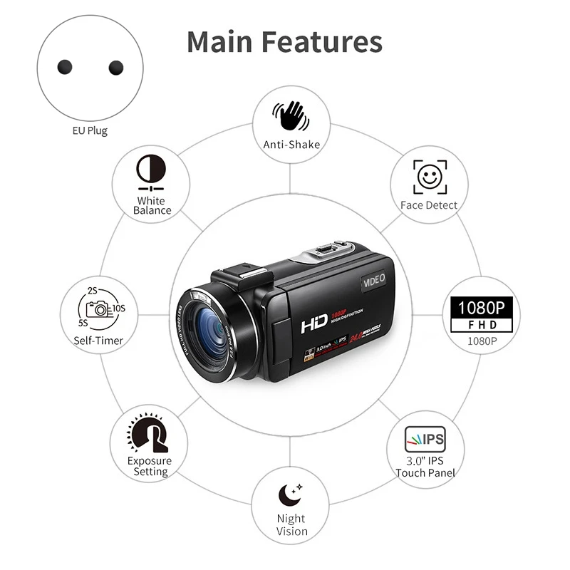 HDV-Z20 цифрового видео Камера 1080P в формате Full HD Ночное видение 0 39 Широкий формат