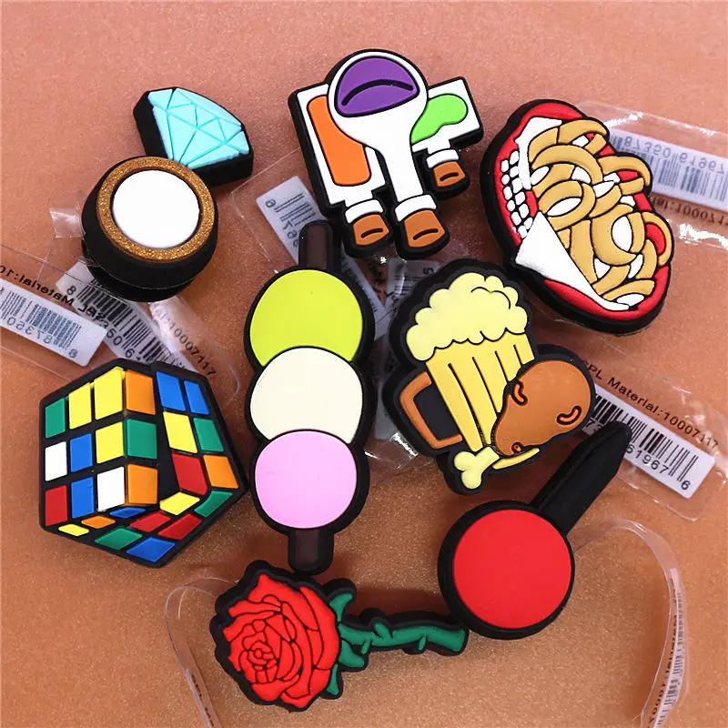 Hot Sale 1pcs Diamond Ring Shoe Charms Original Onion Rose Shoe Accessories Buckle Chemicals Shoes Decorations Drumsticks Beer