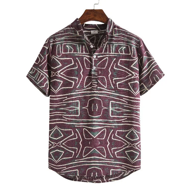 

2021 Men's Short Sleeve Hawaiian Shirts Beach Flower Shirt Turtleneck Top Summer Trendy Hawaii Blouses Loose Beach Camiseta