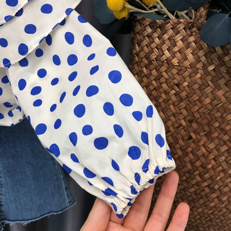 Новинка весна-осень 2021 костюм для девочек детский топ с длинным рукавом джинсы