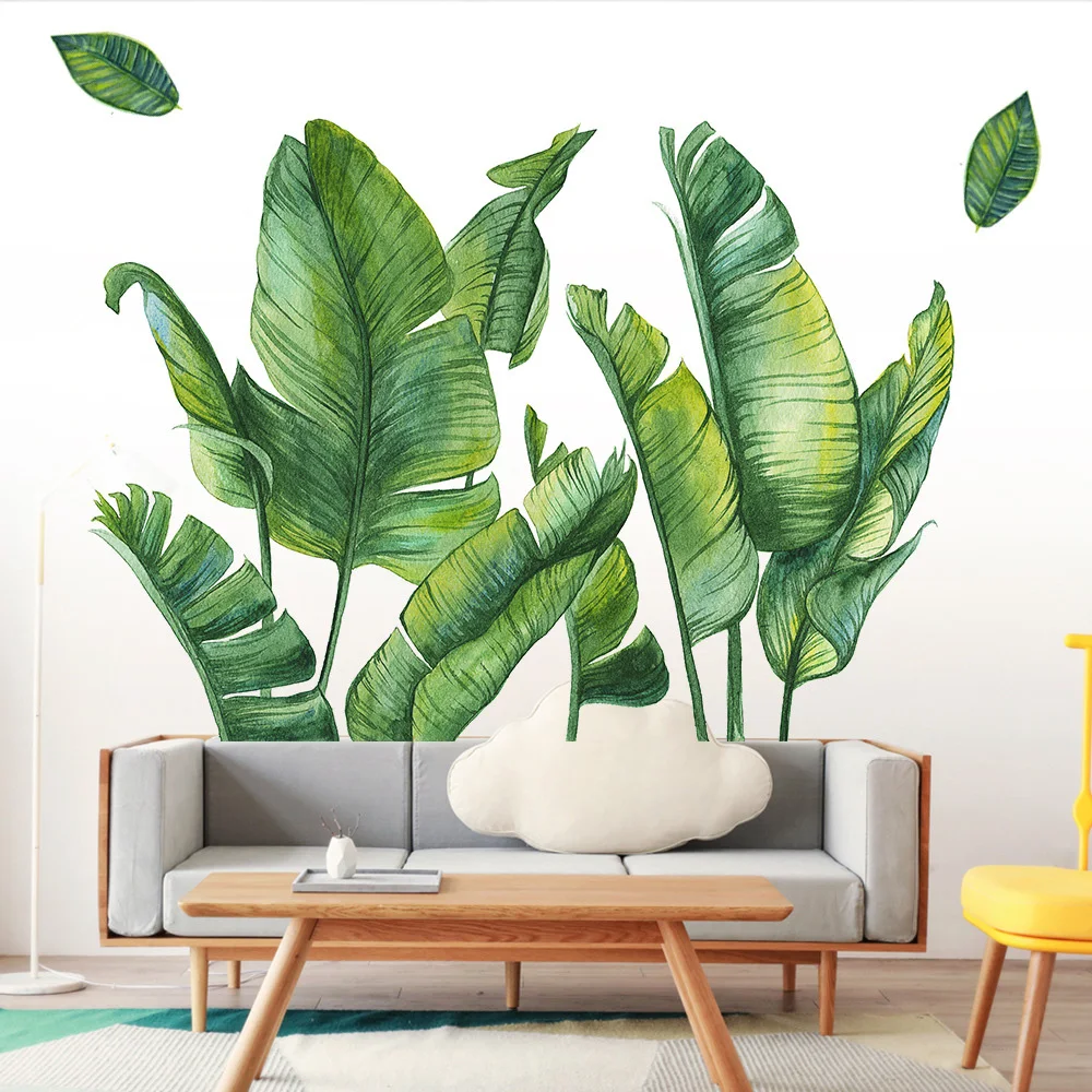 

Tropical Leaves Green Plant Wall Stickers Pvc Decal Nursery Art Mural Wall Background Decor Home Decor