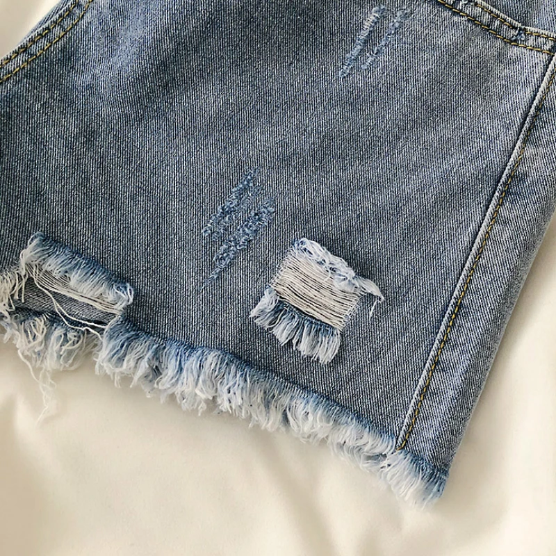 

Shorts Women Button Fly Holes Fur-lined Embroidery Womens Sexy Summer Simple Korean Style All-match Leisure Chic Trendy Feminine