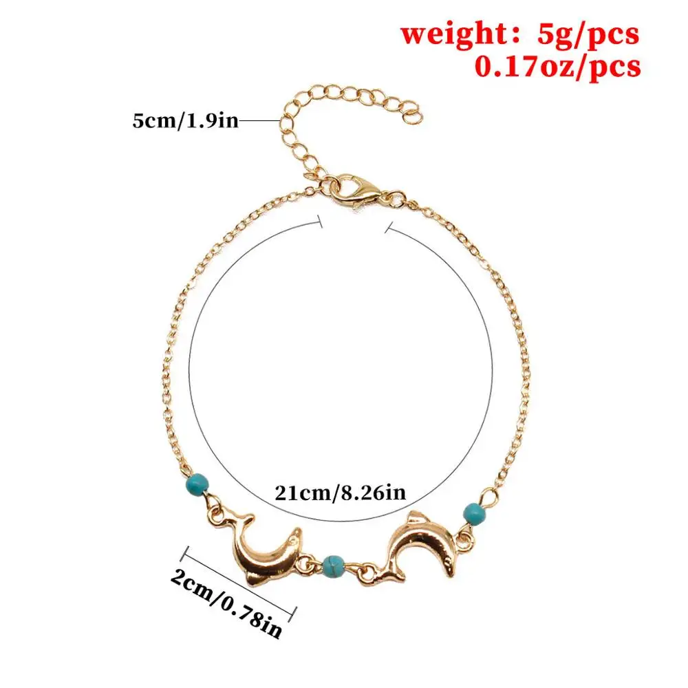 

Fashion Ocean Series Anklets Creative Dolphin Bay Lovers Anklet Women Personality Beach Gold Silver Color Leg Chain Foot Jewelry