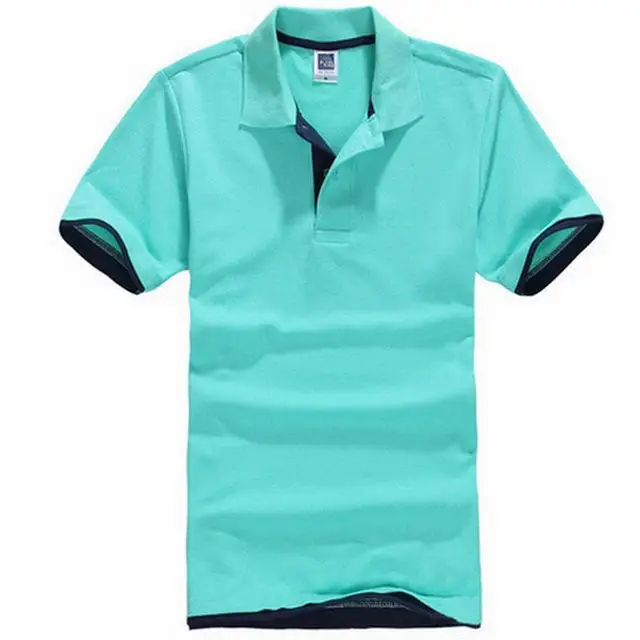 De talla grande XS-3XL nueva camisa de Polo de los hombres de algodn de manga corta Camiseta marcas camisetas Mens camisa Polo - Цвет: Green  navy