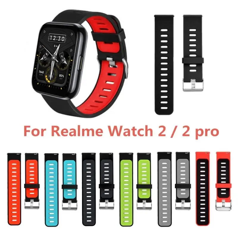 

1 шт., двухцветный ремешок для часов Realme Watch 2/2 Pro, 22 мм