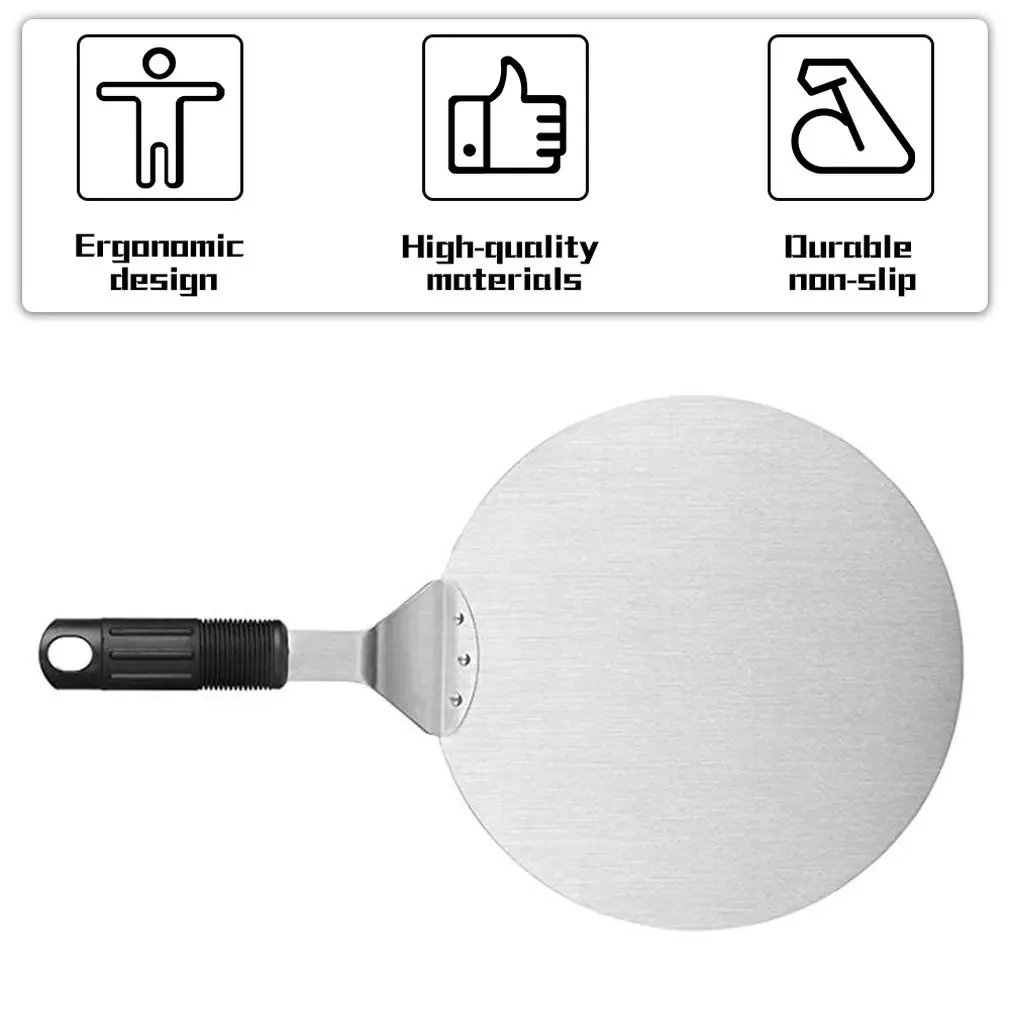 

Stainless Steel Pizza Shovel Large Thick Wood Handle Pizza Knife Round Cake Shovel Baking Tool portable