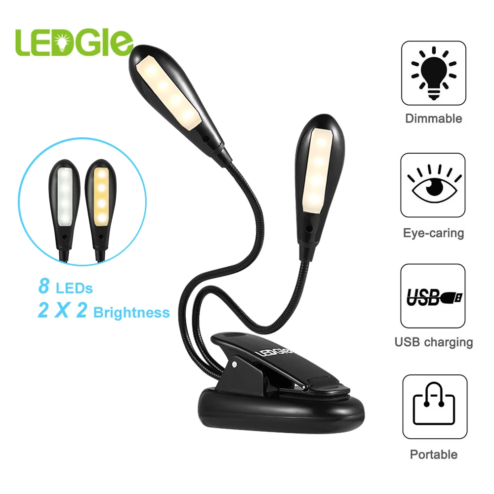 Светодиодная лампа для чтения с зажимом компактный перезаряжаемый светильник и