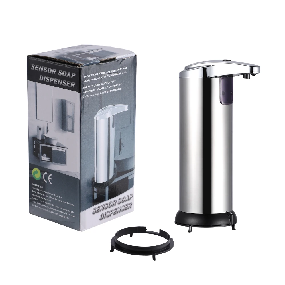 

250ml Stainless Steel Intelligent Automatic Soap Dispenser Handsfree Automatic IR Smart Sensor Touchless Soap Liquid Dispenser