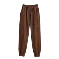 fashion plus size cargo pants women loose spring autumn sports pants high waist high street straight leg trousers brown black