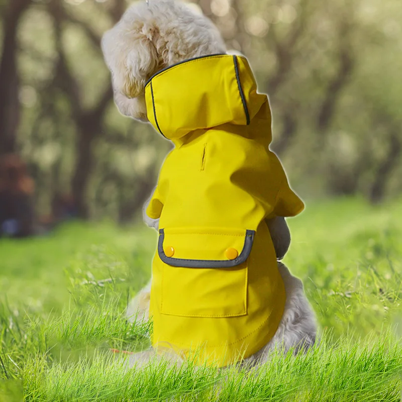 

Pet Dog Raincoat Reflective Waterproof Zipper Clothes High Collar Hooded Jumpsuit Small And Medium-sized Dog Work Clothes Poncho