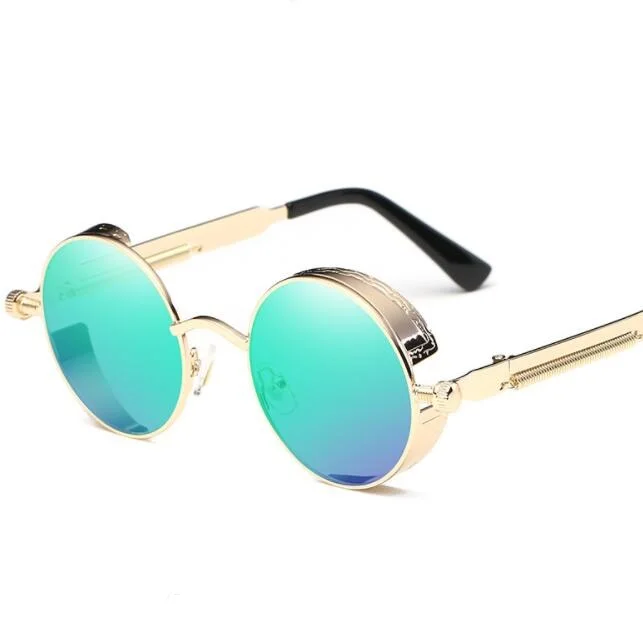 Круглые металлические солнцезащитные очки в стиле стимпанк для мужчин и женщин