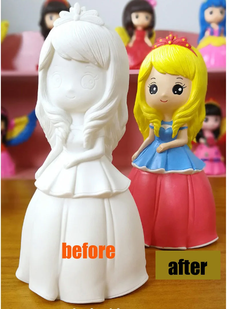 DIY живопись принцессы кролика динозавра копилка монетница кукла рисунок