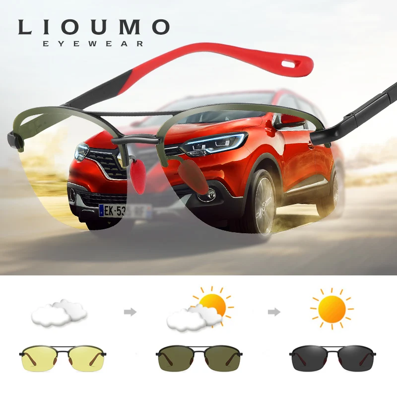 

LIOUMO Design Fashion Polarized Sunglasses Men Women Photochromic Driving Goggle Chameleon Yellow Lens lunette de soleil homme