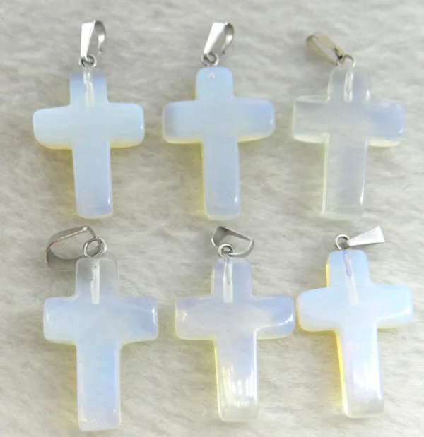 

Оптовая продажа, 50 шт., высокое качество, натуральный опал, каменный крест кулон для женщин, ювелирное изделие, Очаровательное ожерелье, куло...