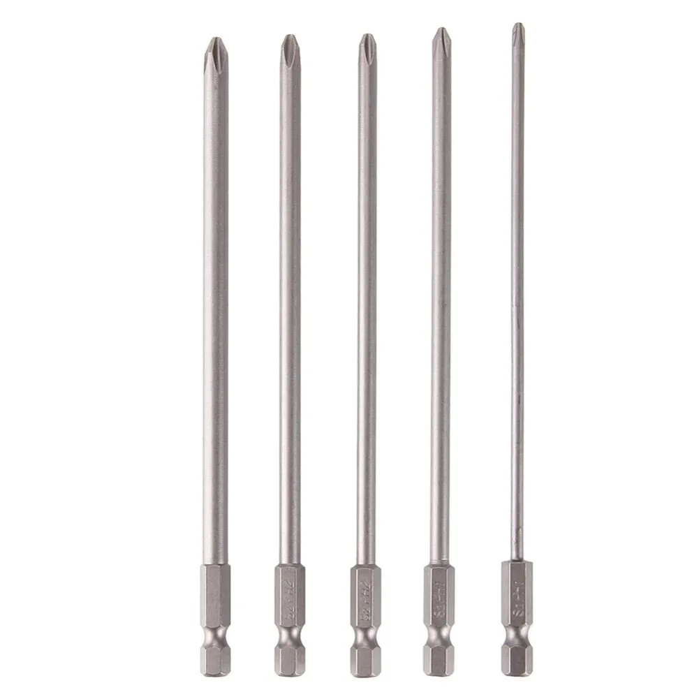 

5Pcs 6.35mm /1/4 Hex 150mm Long S2 Alloy Steel Magnetic Cross Head PH1 PH2 Hand Electric Screwdriver Bit