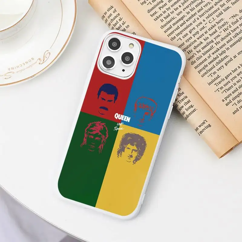 

Rock singer Freddie Mercury Queen Phone Case Candy Color White for iPhone 11 pro XS MAX 8 7 6 6S Plus X 5S SE 2020 XR