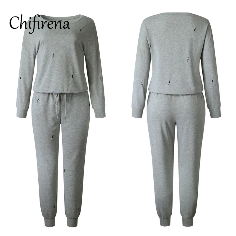 

Chifirena Autumn Women Set O-neck Long Sleeve Hoodies and Slim Pants 2 Piece Set Workout Sports Tracksuit Casual Outfits