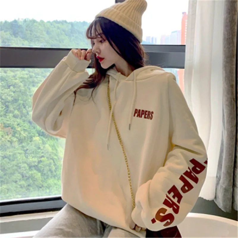 

Autumn Winter Woman Hoodie Hooded Loose Plus size Pink letter print female sweatshirts 2020 HOT sudaderas