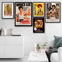 kung fu star bruce lee enter the dragon classic movie vintage decor picture canvas painting wall decorations living room plakat