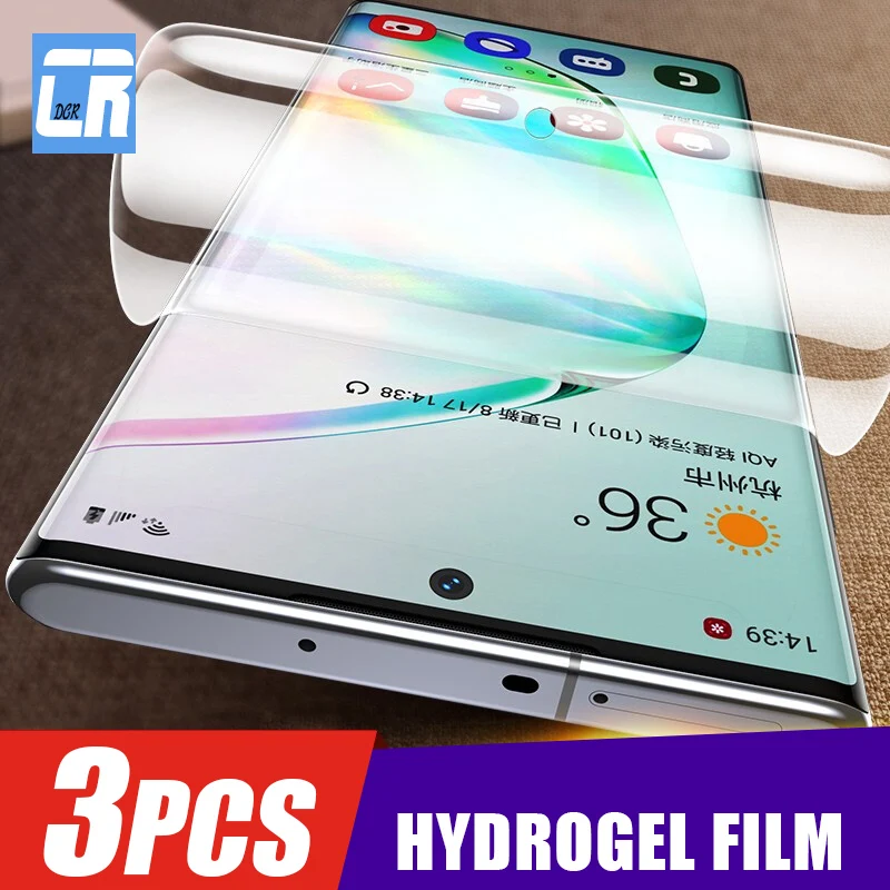 

3Pcs Curved Hydrogel Film on for Samsung Galaxy Note 8 9 20 10 Plus S8 S9 S10 S20 S21 Ultra S10e S20 fe A72 A52 Screen Protector