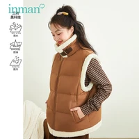 inman womens down coat vest winter chic collar loose sleeveless all match casual white duck down bread clothing
