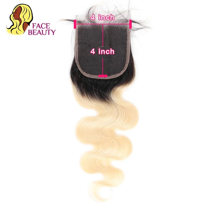 Facebeauty 5x5 1B 613 блонд бразильские волнистые человеческие волосы Remy на шнурке 2 тона