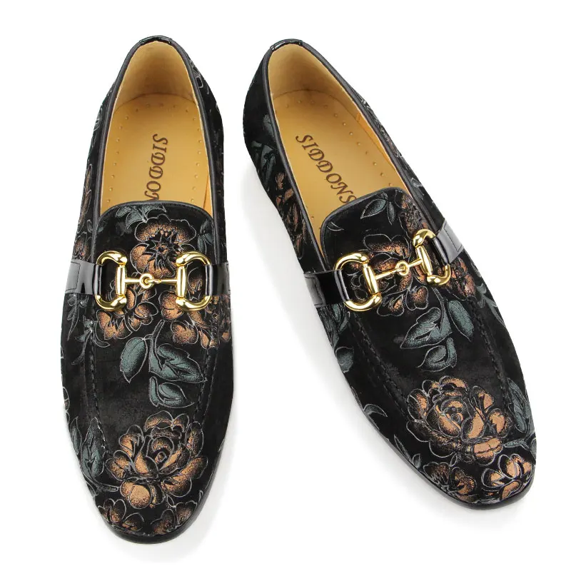 

Summer Mens 2021 New Arrival Luxury Casual One-step Breathabl Loafers Synthetic Floral Fashion Metal Decoration ABS03 Man Shoes