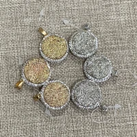 crystal pendant diamond inlaid round lady necklace pendant silver gold diy handmade jewelry gift accessories jewelry making 1pcs