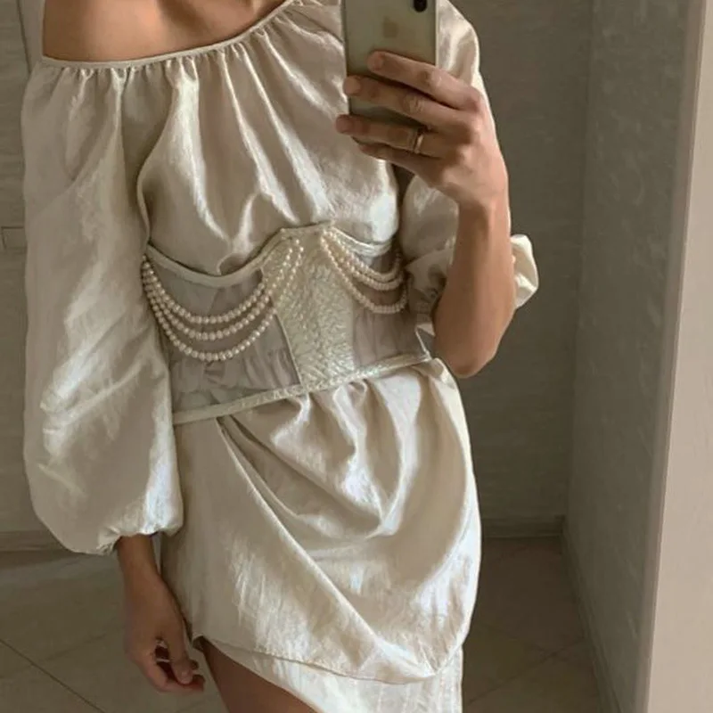 

Women Cummerbunds 2021 Spring Beading Corset Top Glitter Silver Patchwork See Through Sexy Shapewear Cincher Underbust Bustier