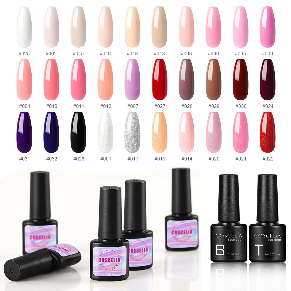 

Nail Gel Polish Set Semi Permanent For Manicure Set Base Top Nails Art Design Supply UV LED Gel Varnish Soak Off Nail Art Gel
