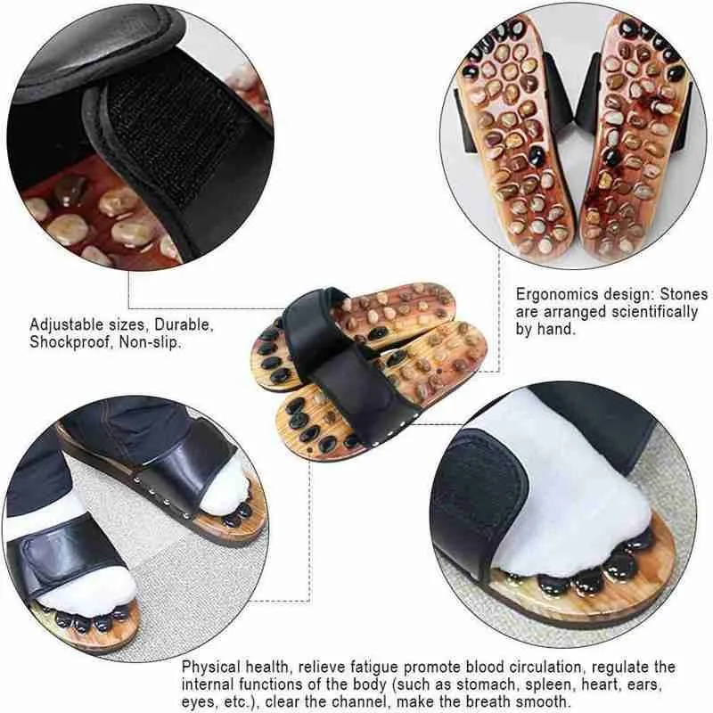 

Feet Massage Slippers Foot Reflexology Acupuncture Therapy Massager Walk Stone Shoes Acupuncture Cobblestone Massageador Sandal