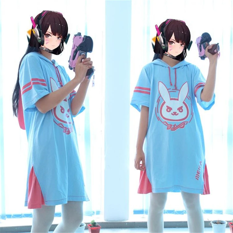 Короткое мини-платье для косплея Game Dva толстовка с кроличьими ушками D.VA Женская
