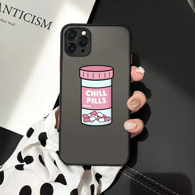 

Medical drug Pill Capsule cartoon Phone Cases matte transparent For iphone 7 8 11 12 plus mini x xs xr pro max cover