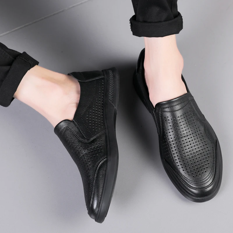 

Men's Soft and Comfortable Sneakers, First Layer Cowhide Leather Casual Shoes with Rubber Sole