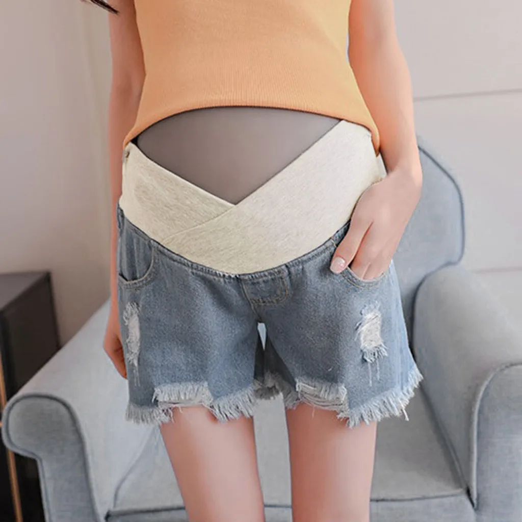 

Pregnant Women's Shorts Summer Wear Low-waisted Denim Shorts Summer Wear New Spring Loose Pants for Pregnant Women Clothes #616