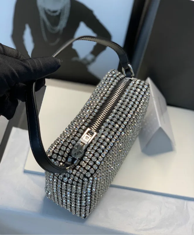 102048 Luxury Brand Designer Women Bags Rhinestone Bag Biling Flashing Diamond Full Mini party Female Underarm Bag Wallets A2